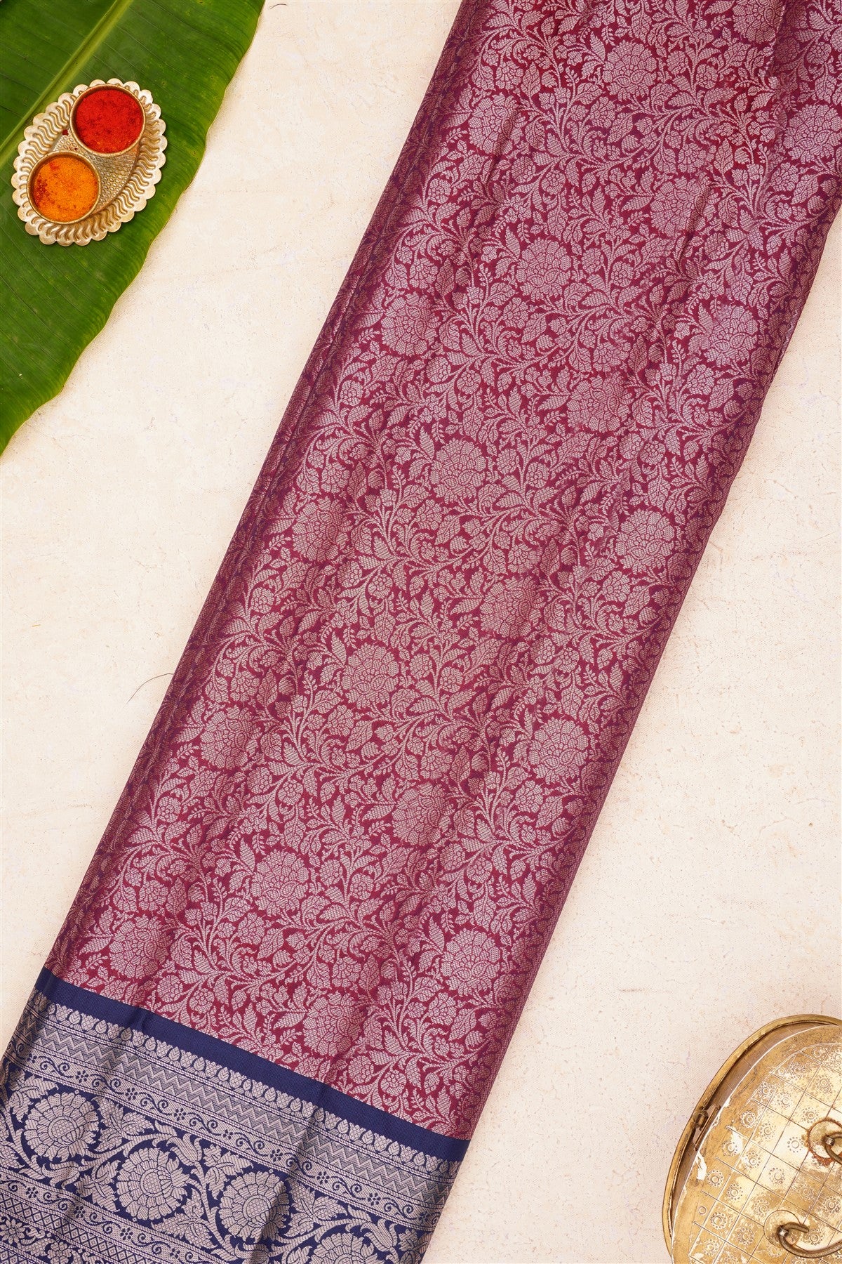 Banarasi Kathan Silk Maroon Saree