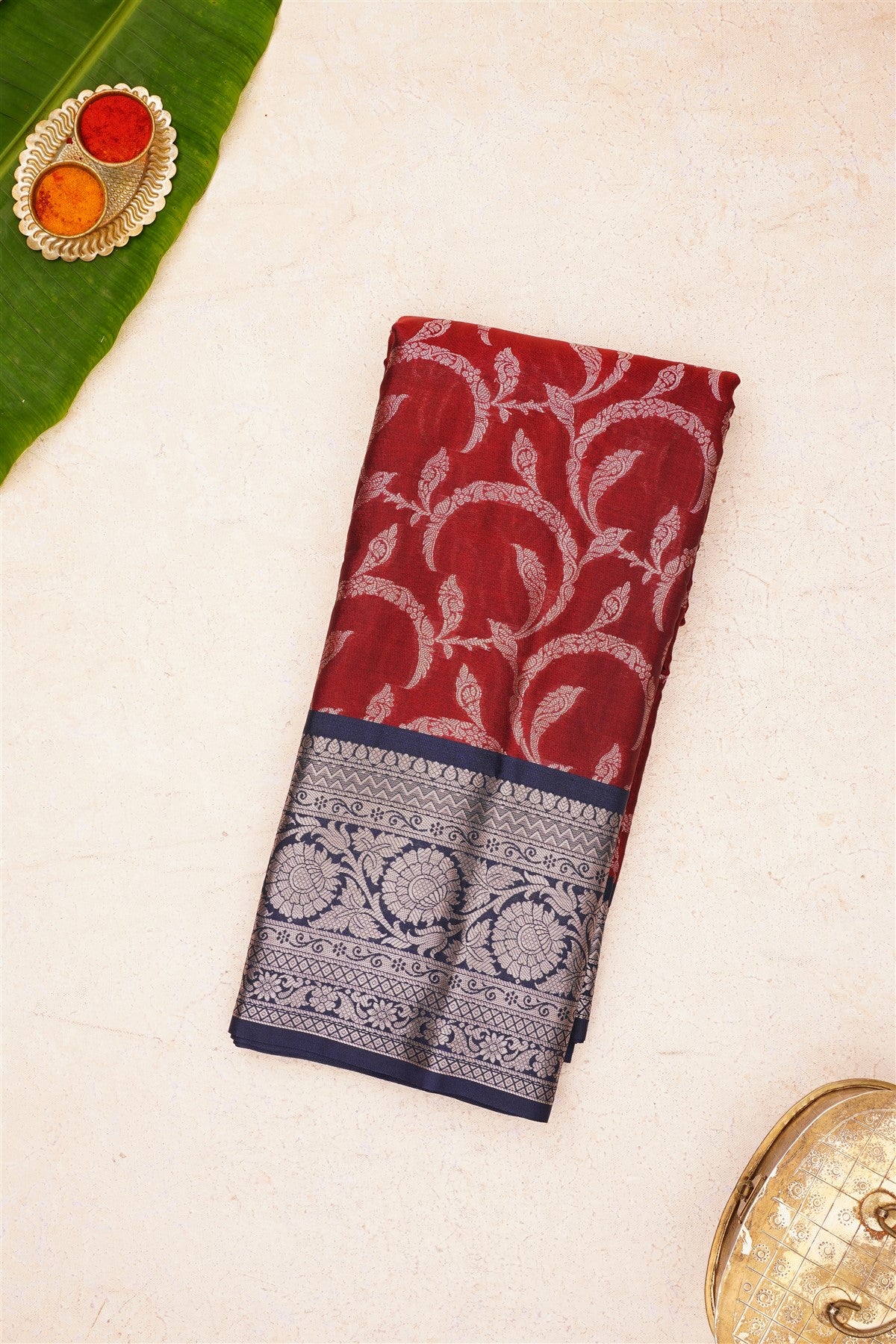 Banarasi Kathan Silk Maroon Saree