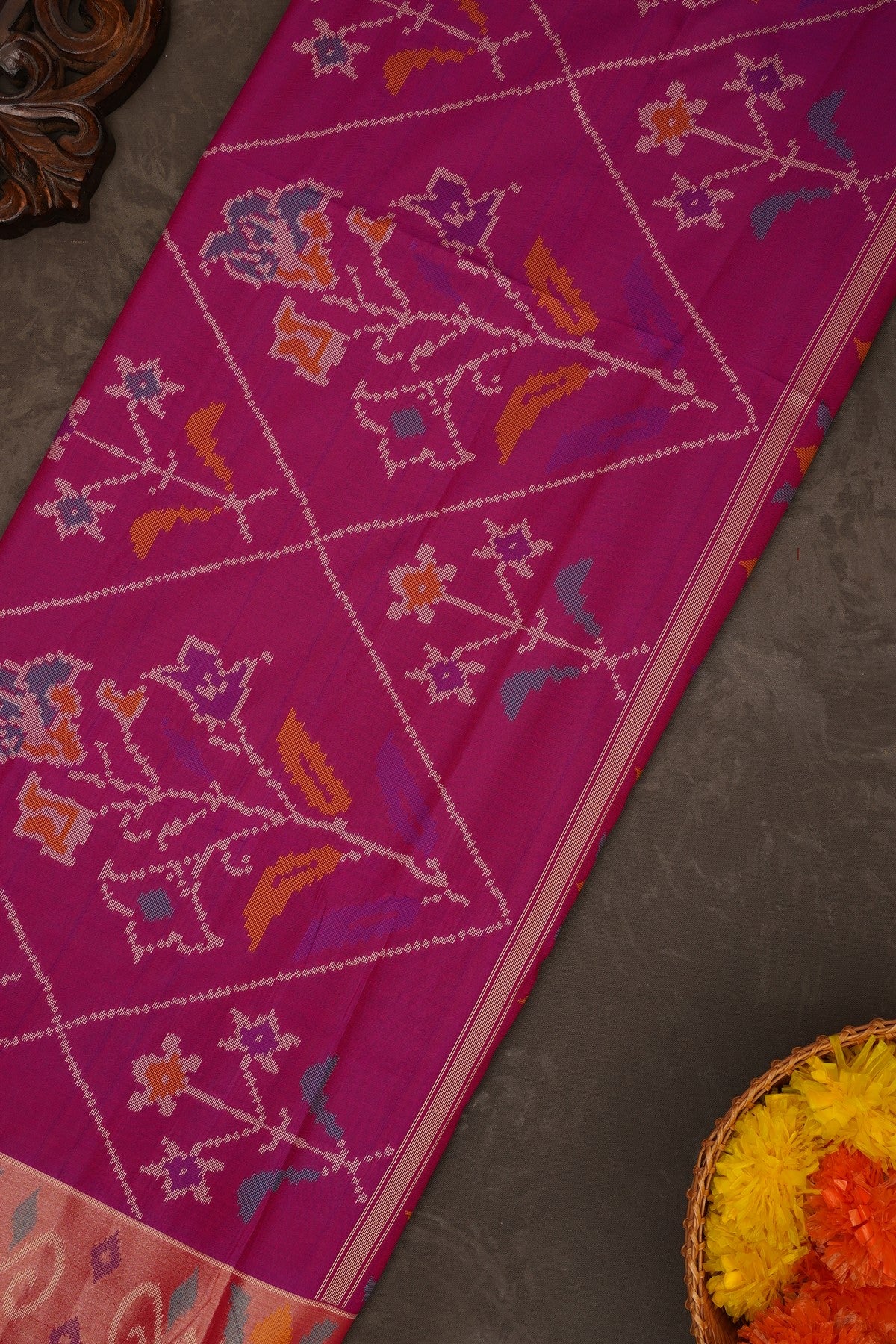 Ikat Silk Blue Saree