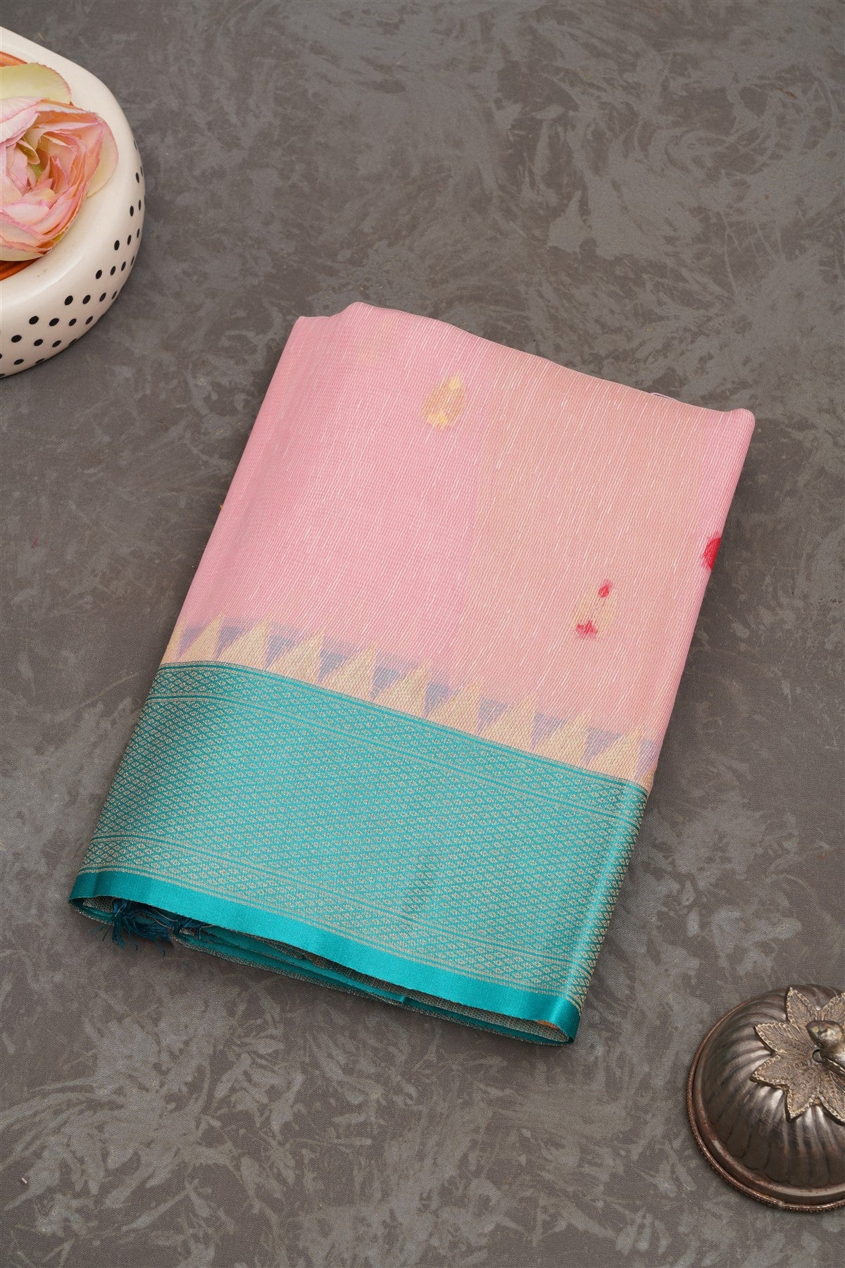 Fancy Jute Linen  Light Pink Saree