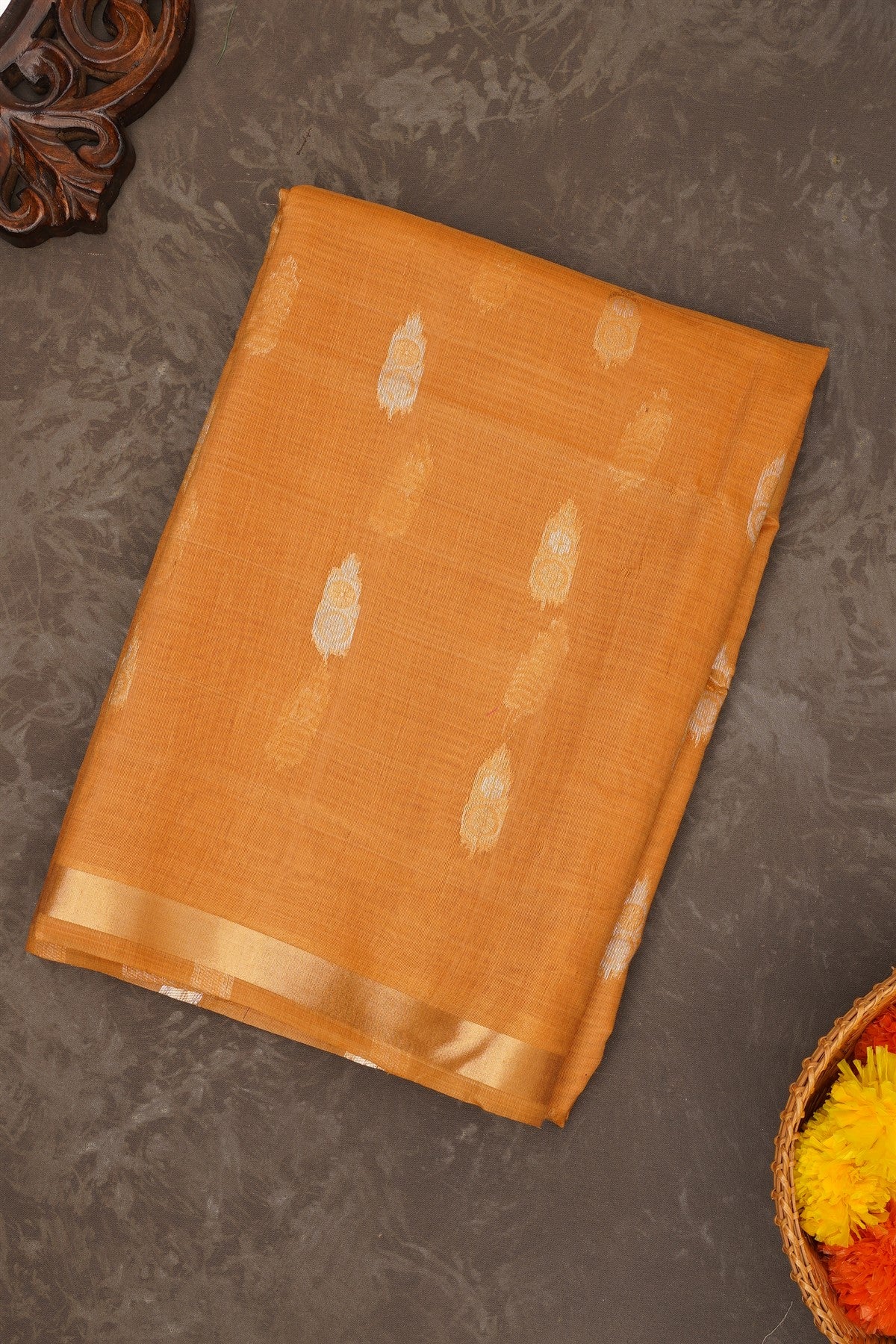 Fancy Chanderi Silk Khakhi Saree