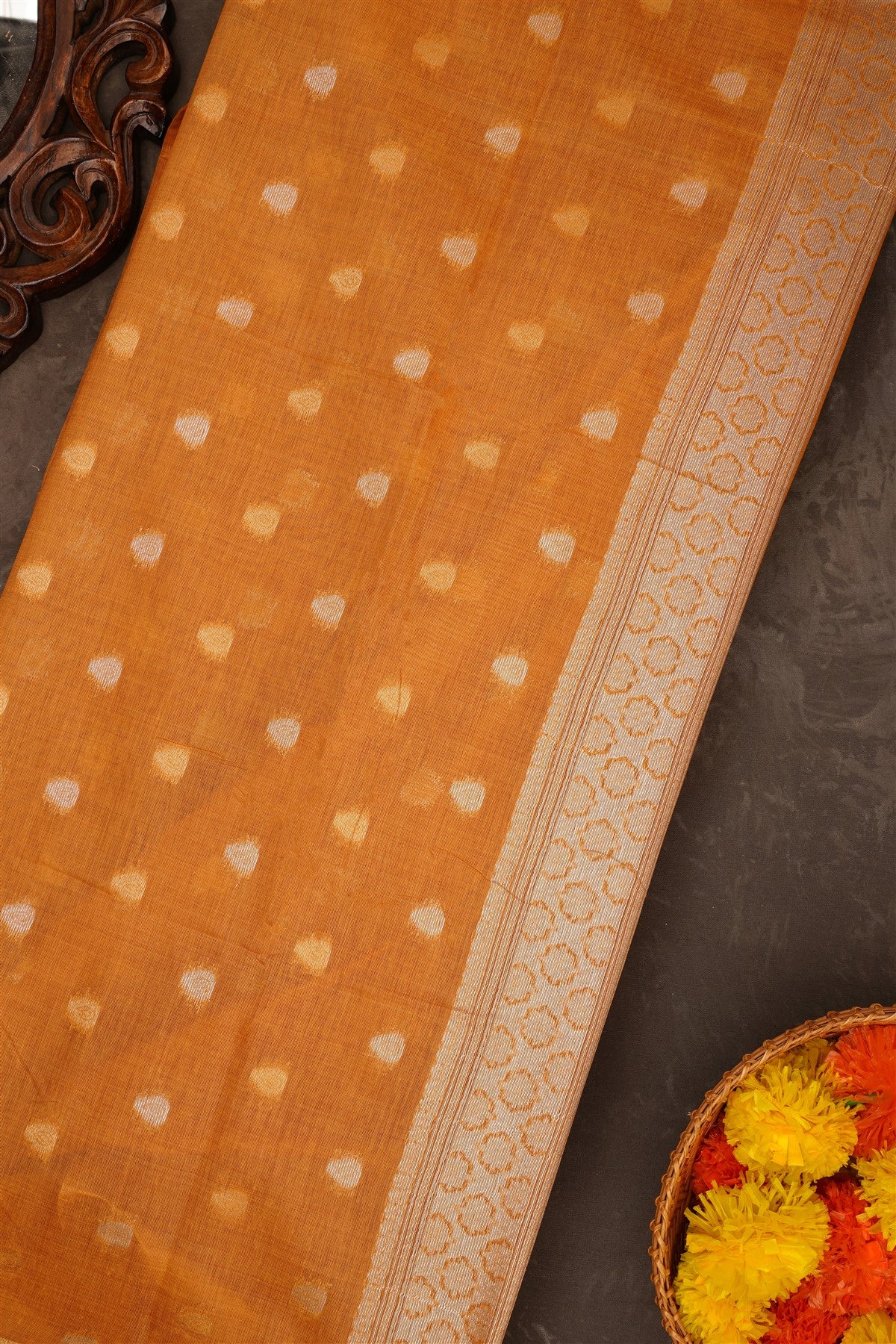 Fancy Chanderi Silk Khakhi Saree