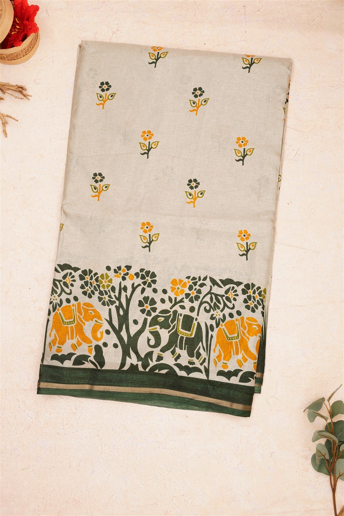 Fancy Dola Silk Dark Green Saree