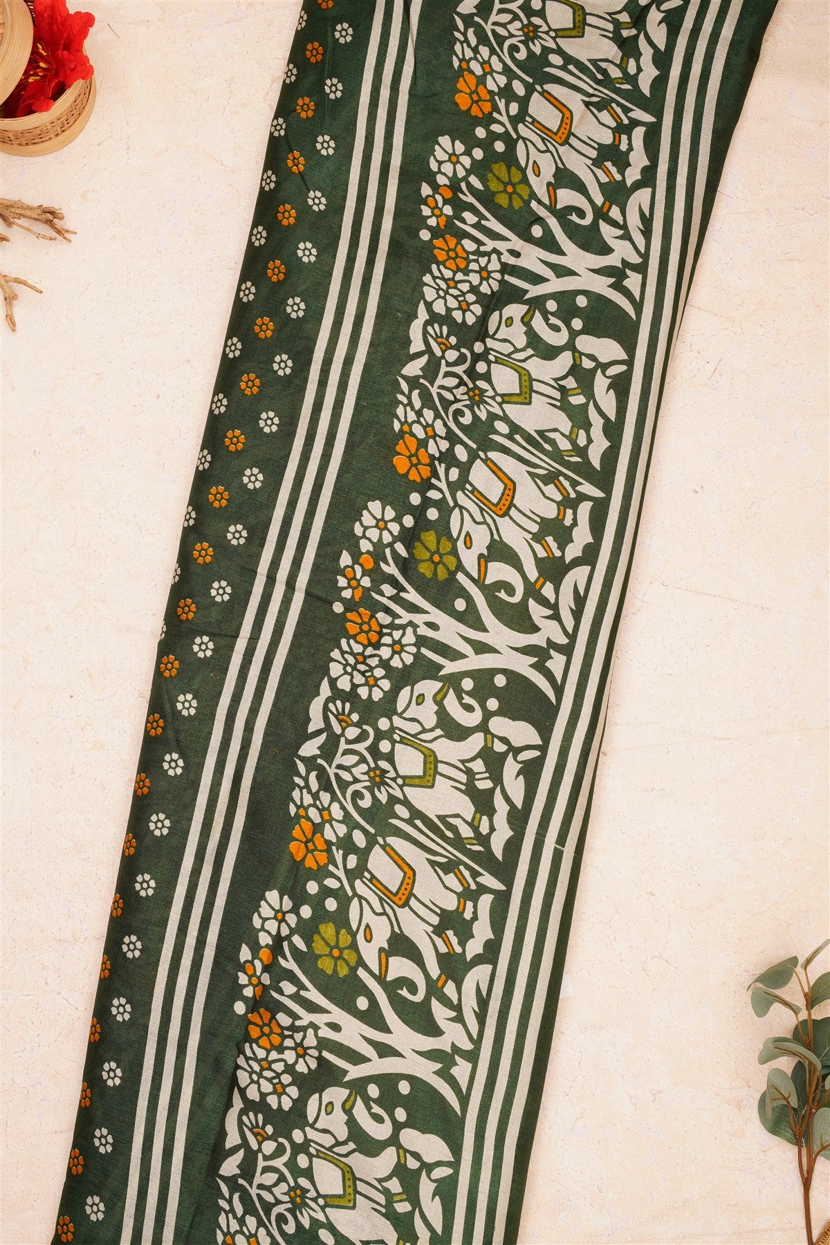 Fancy Dola Silk Dark Green Saree