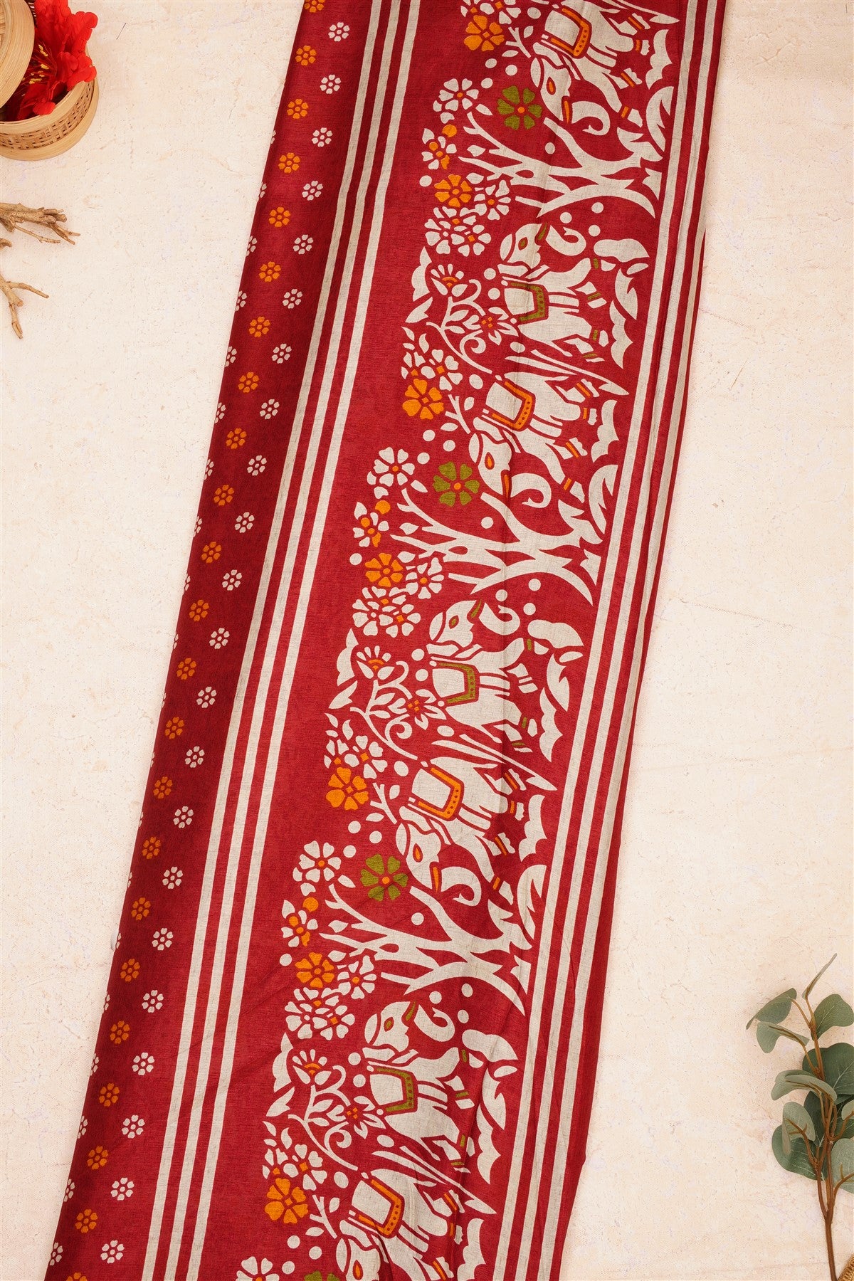 Fancy Dola Silk Maroon Saree