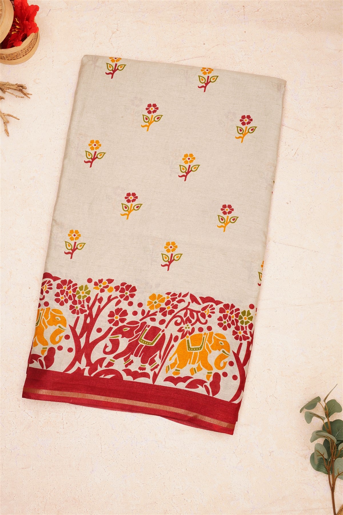 Fancy Dola Silk Maroon Saree