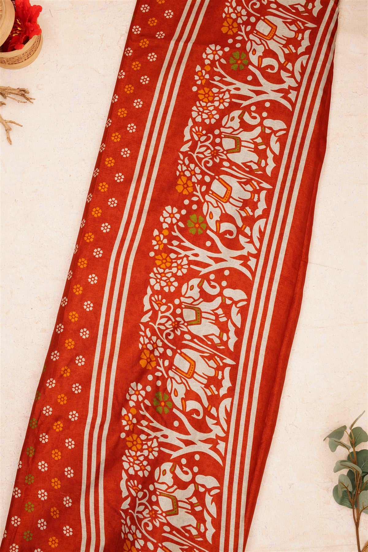 Fancy Dola Silk Rust Saree