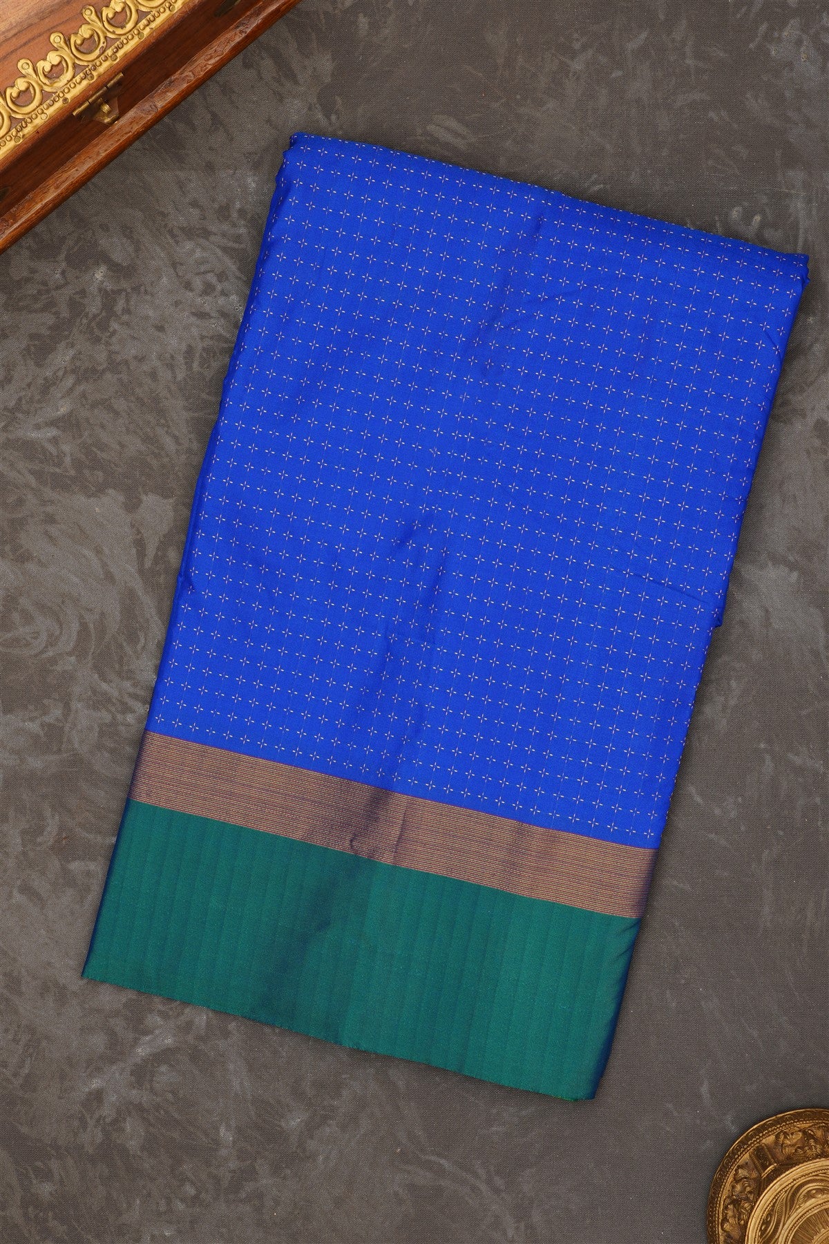 Arani Pattu Silk Blend Blue Saree