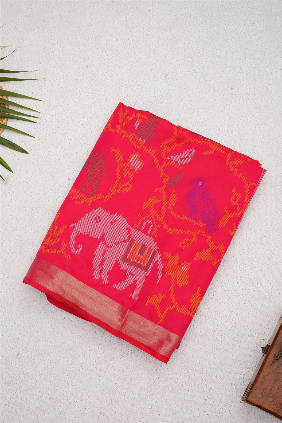 Ikat Soft Silk Dark Pink Saree