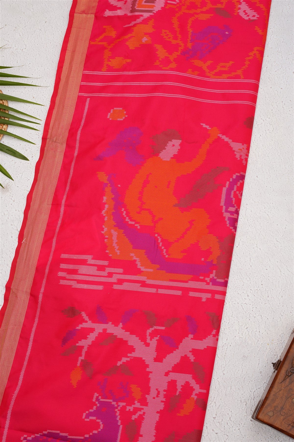 Ikat Soft Silk Dark Pink Saree