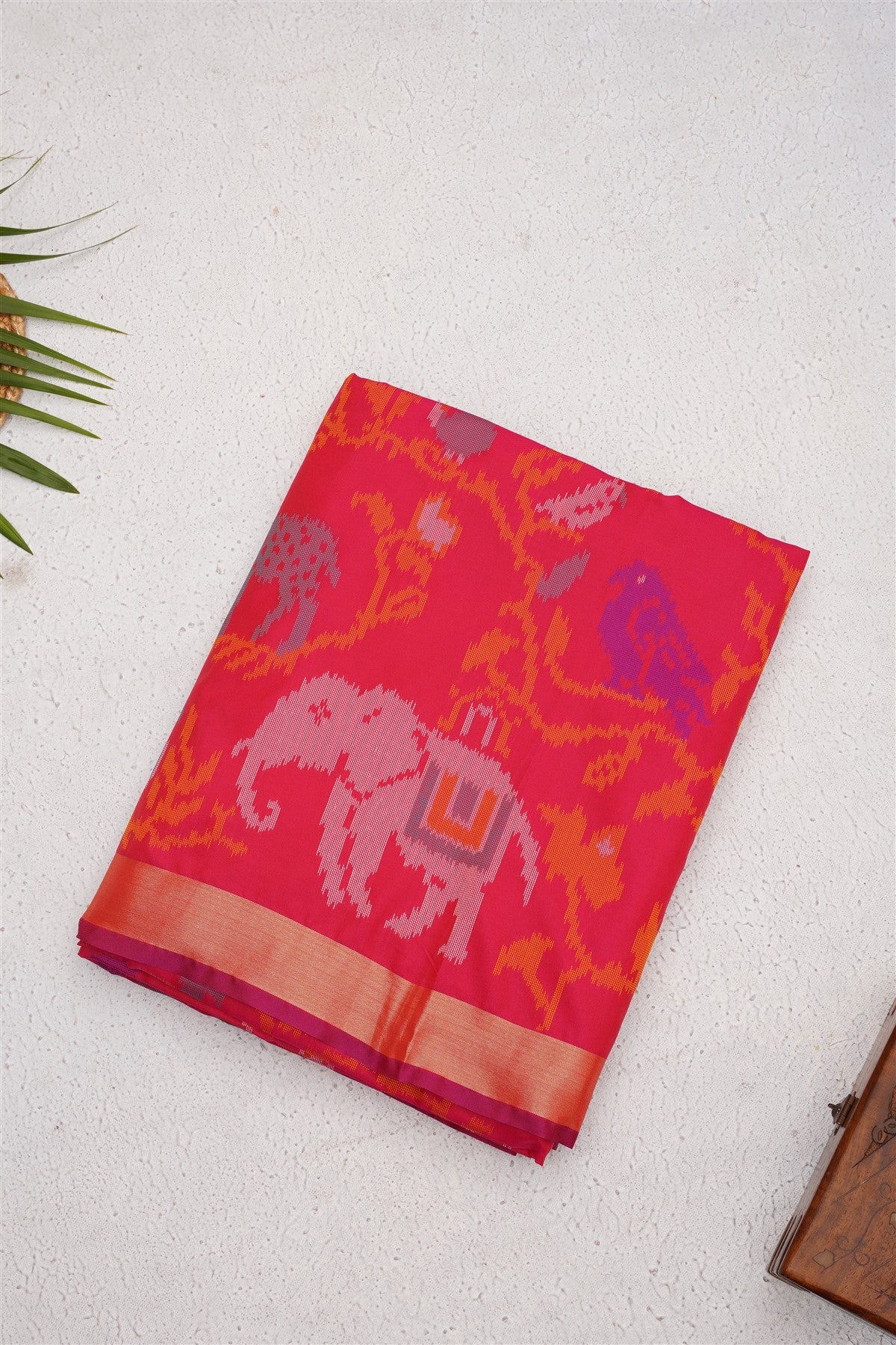 Ikat Soft Silk Magenta Saree