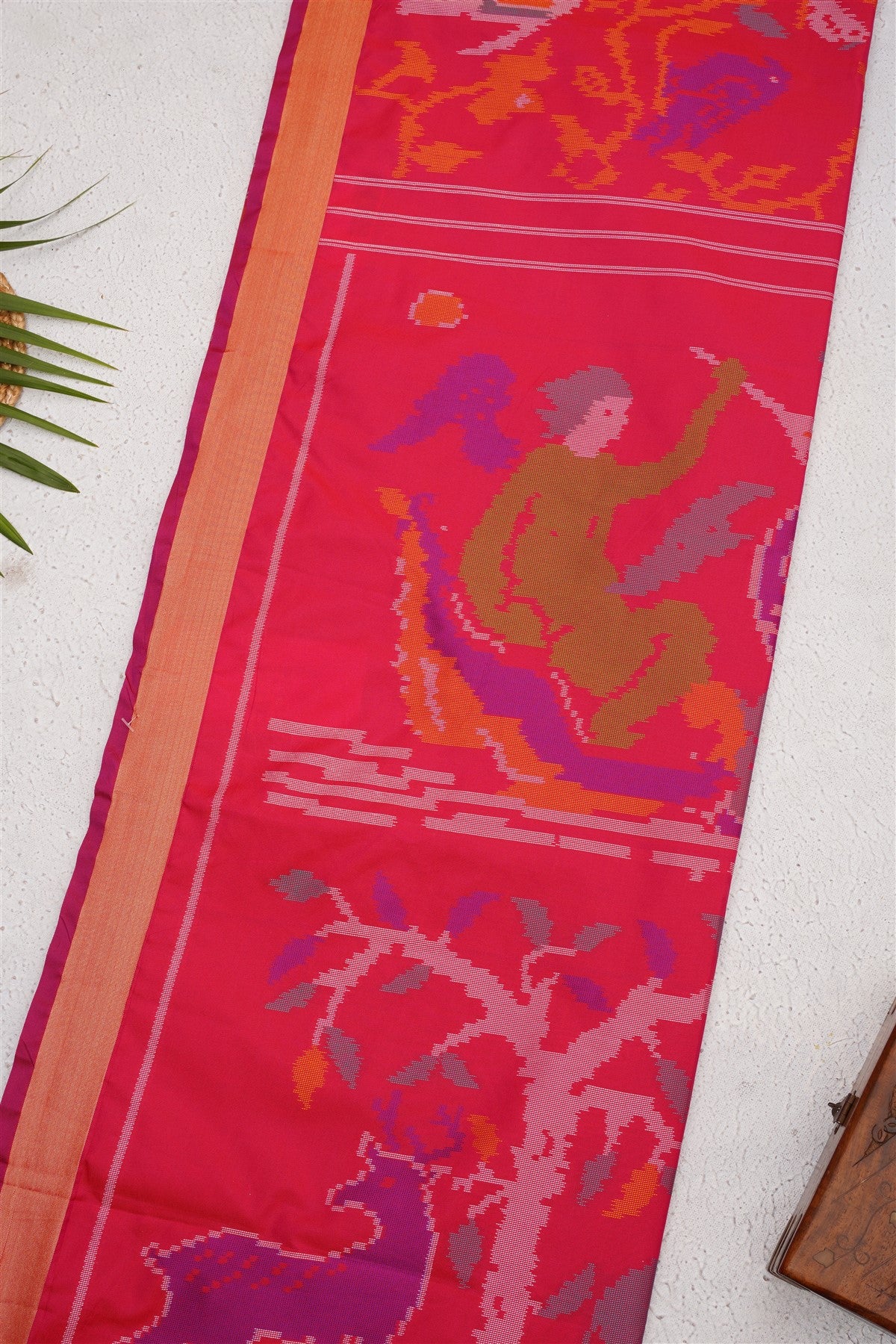 Ikat Soft Silk Magenta Saree