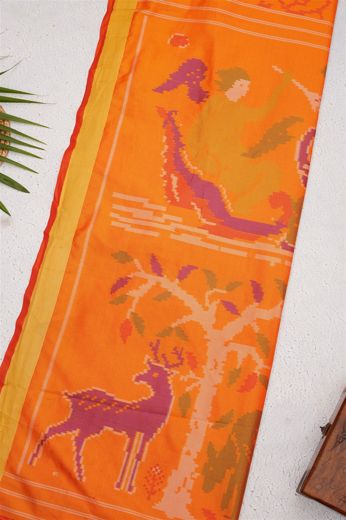 Ikat Soft Silk Mustard Saree