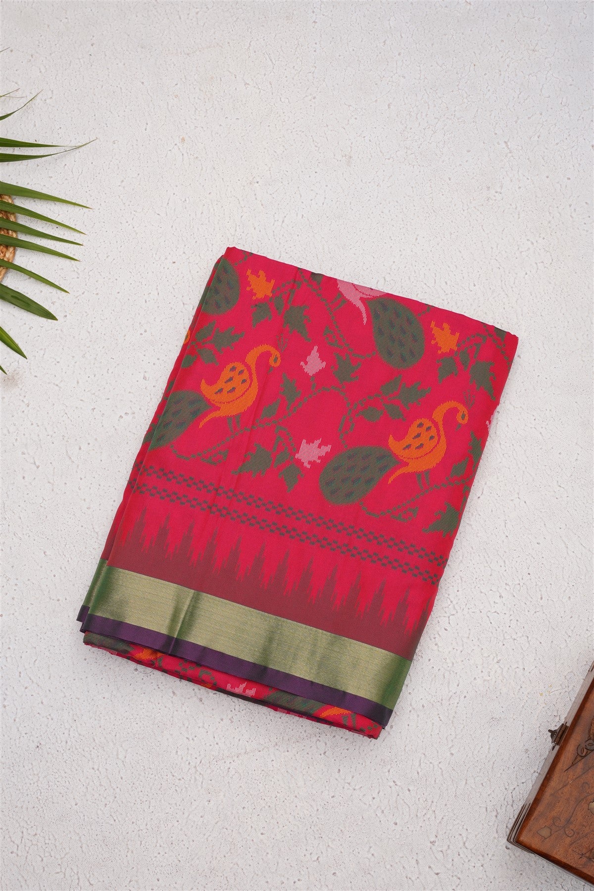 Ikat Soft Silk Magenta Saree