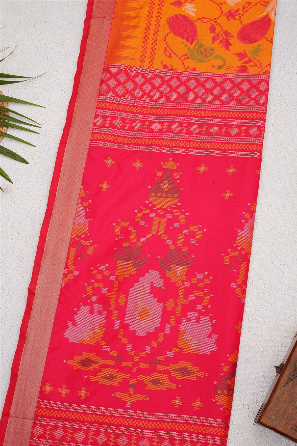Ikat Soft Silk Mustard Saree