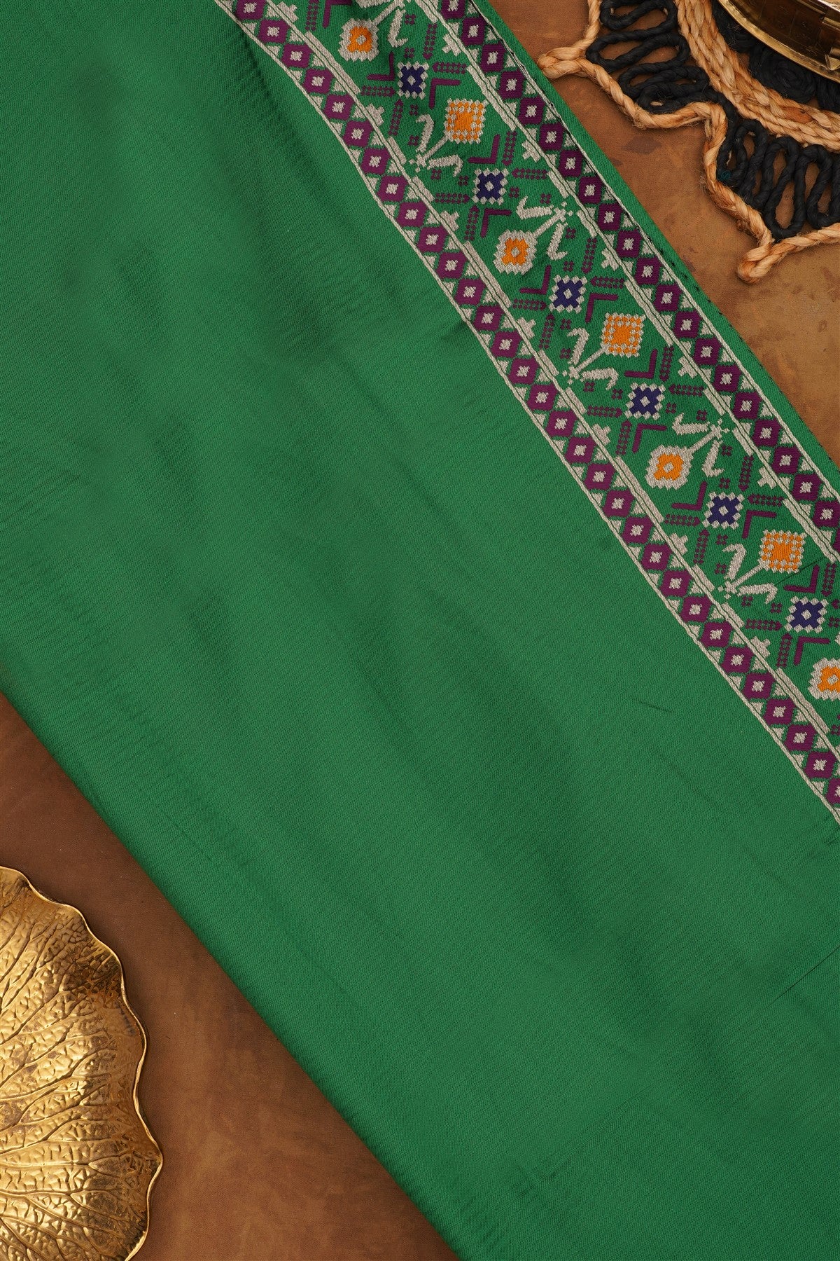 Ikat Silk Blend Green Saree