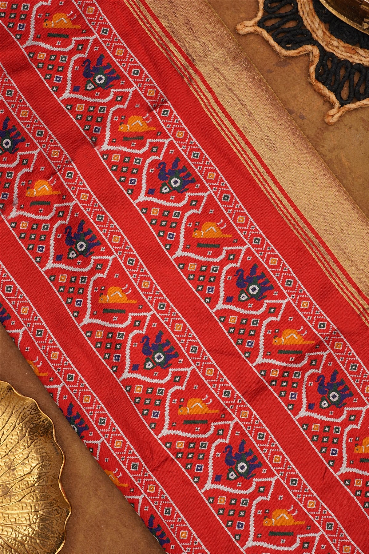 Ikat Silk Blend Royal Blue Saree