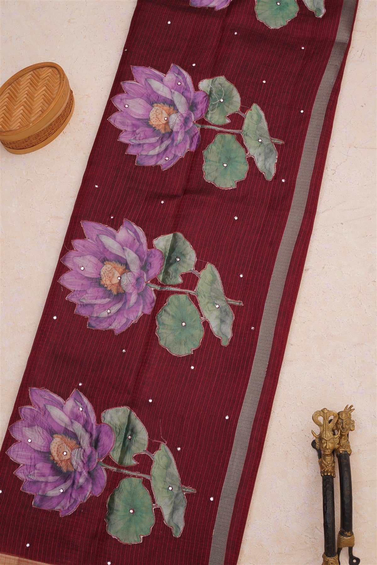 Kota Silk Kota Dark Maroon Saree