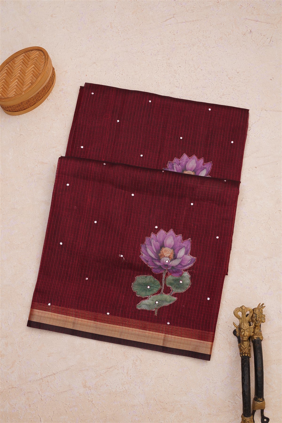 Kota Silk Kota Dark Maroon Saree
