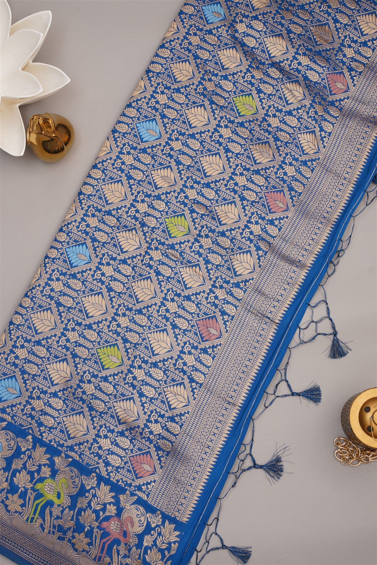 Banarasi Viscose Silk Dark Blue Saree