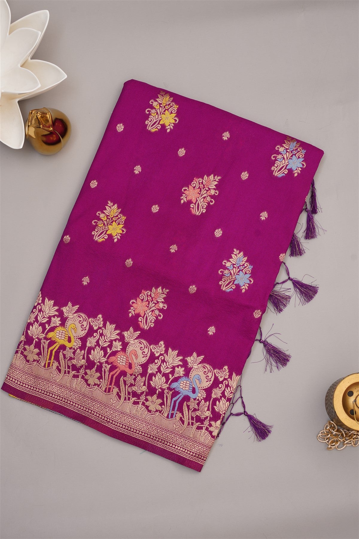 Banarasi Viscose Silk Purple Saree