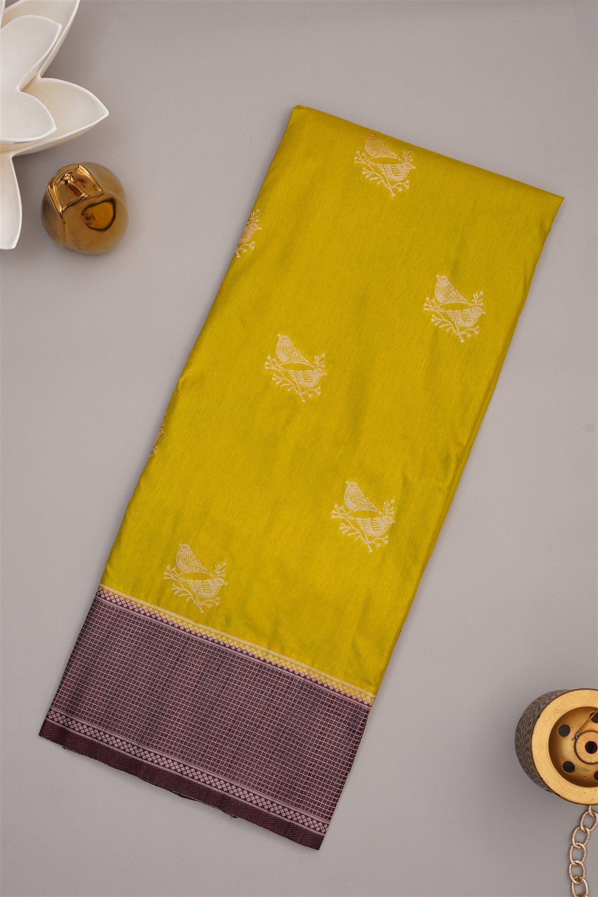 Banarasi Soft Silk Lime Green Saree