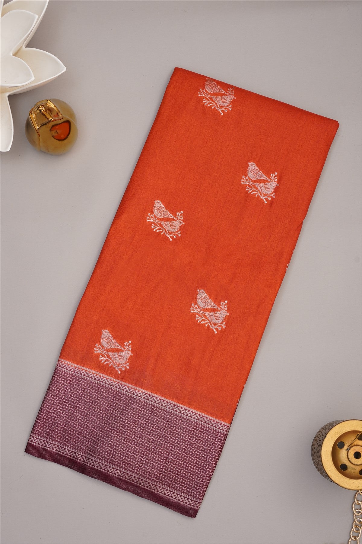Banarasi Soft Silk Rust Saree