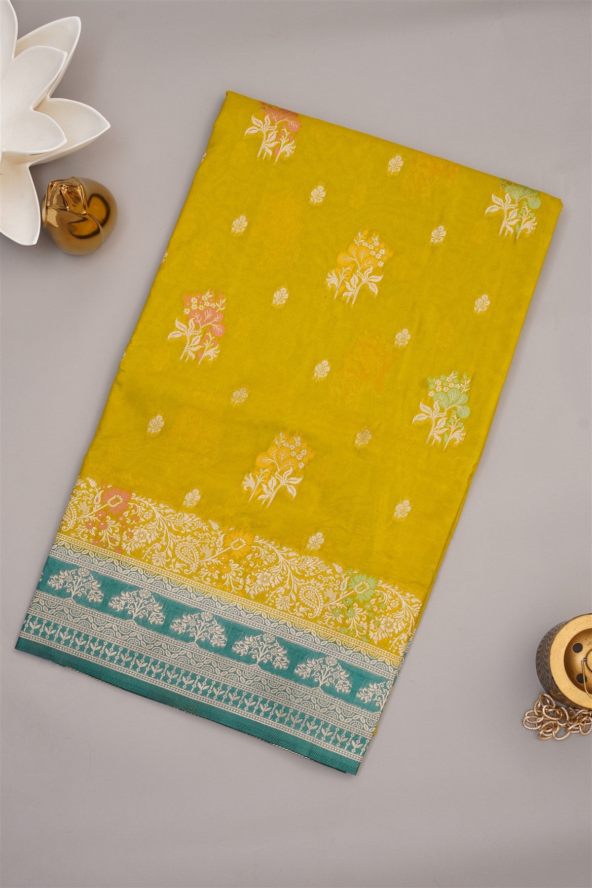 Banarasi Warm Silk Lime Green Saree