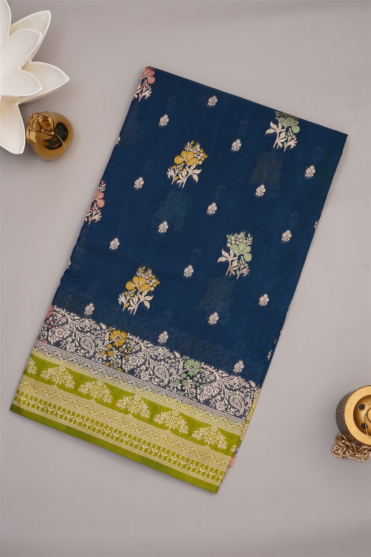 Banarasi Warm Silk Peacock Blue Saree