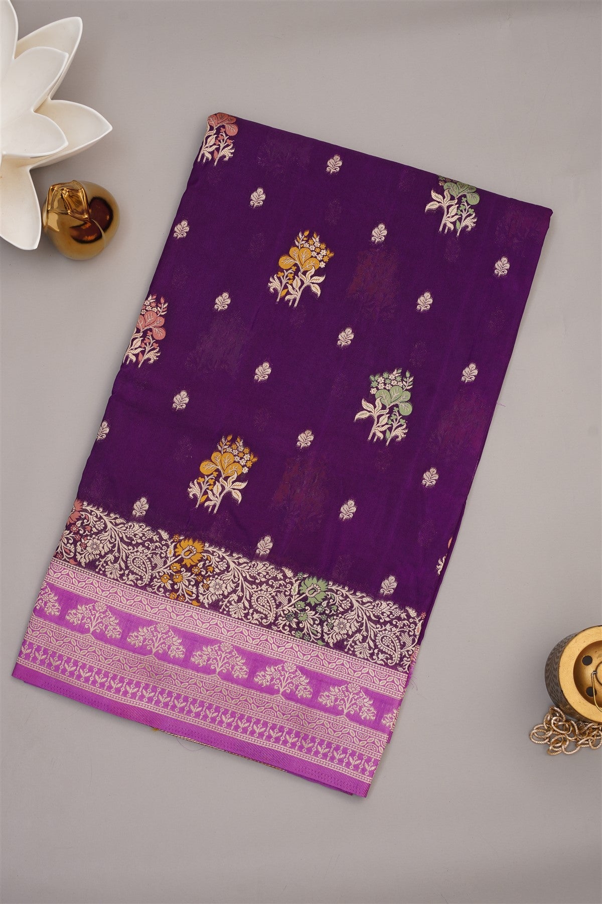 Banarasi Warm Silk Violet Saree