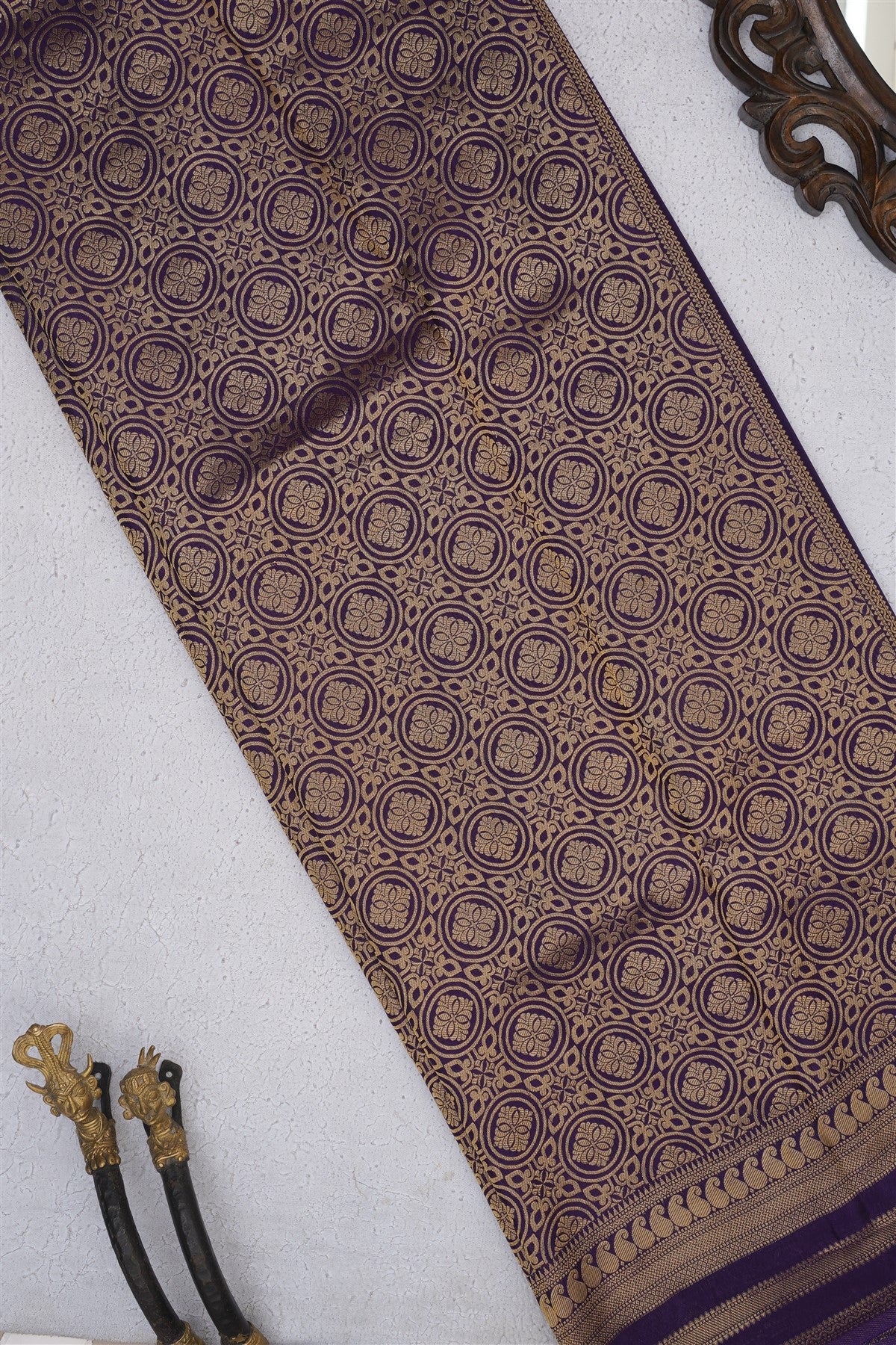 Banarasi Mashru Rust Saree