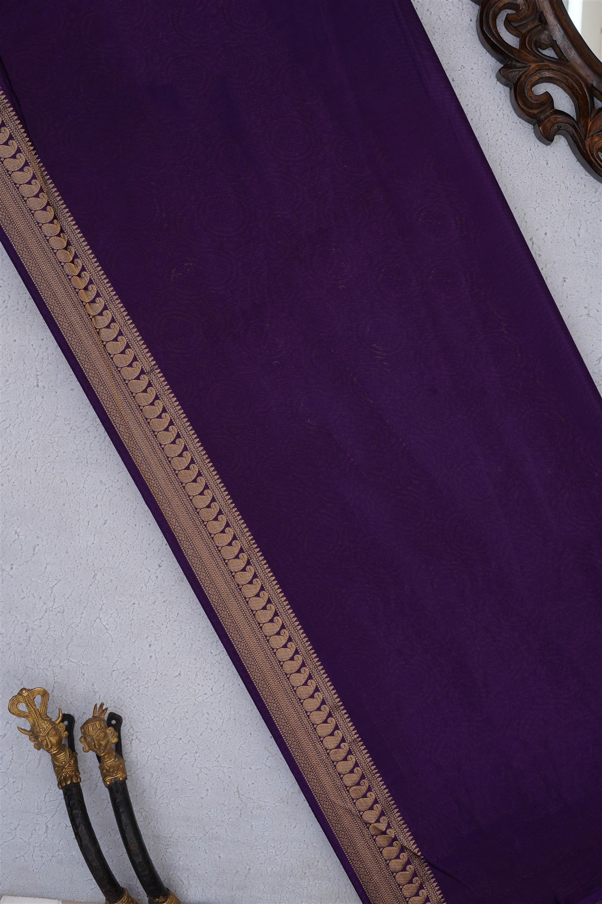 Banarasi Mashru Rust Saree
