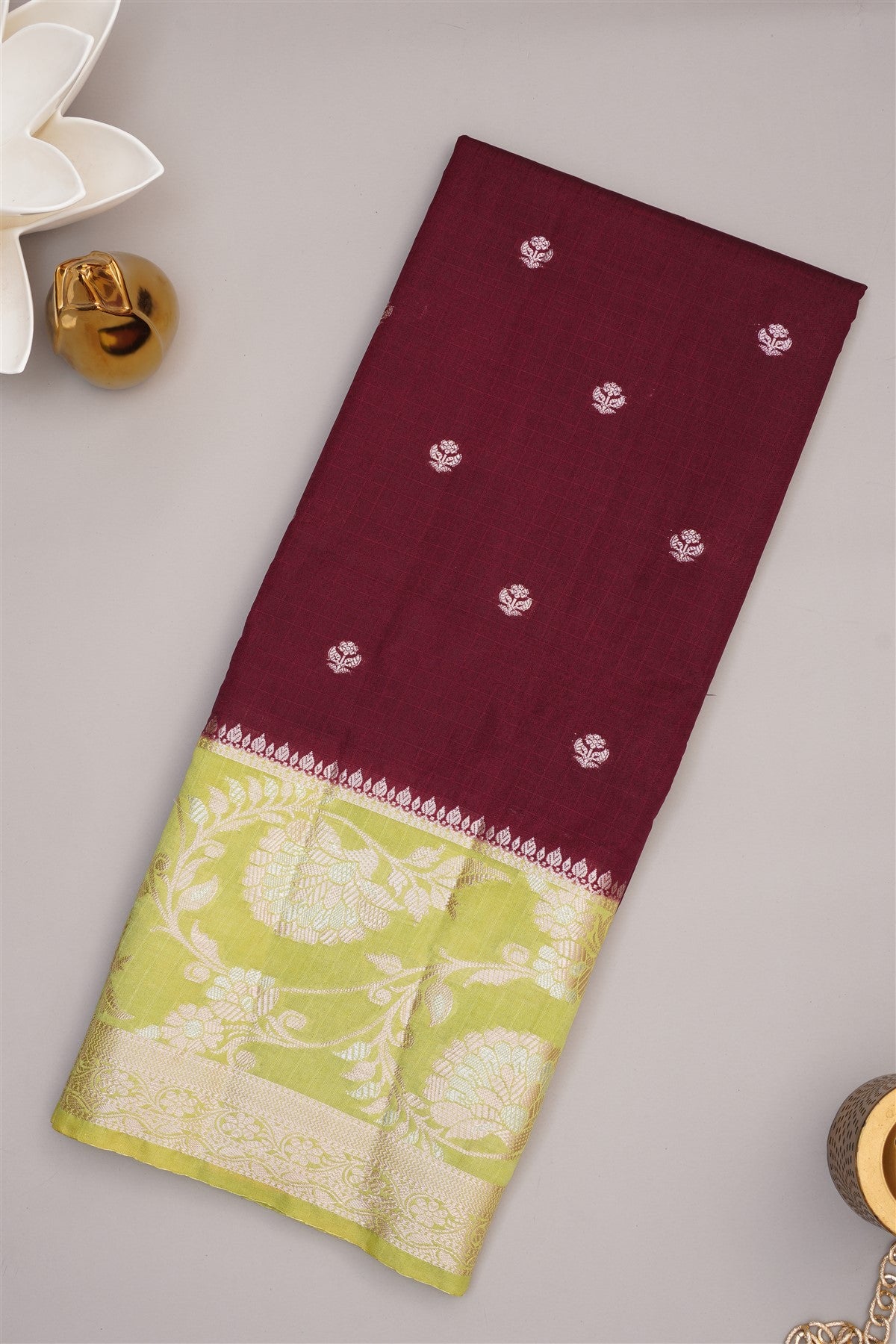Banarasi Kathan Silk Dark Purple Saree