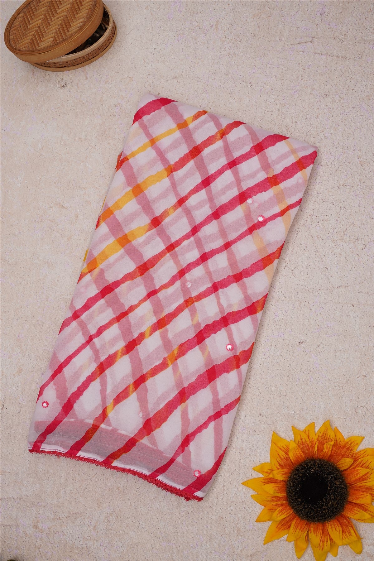 Fancy Georgette White Saree