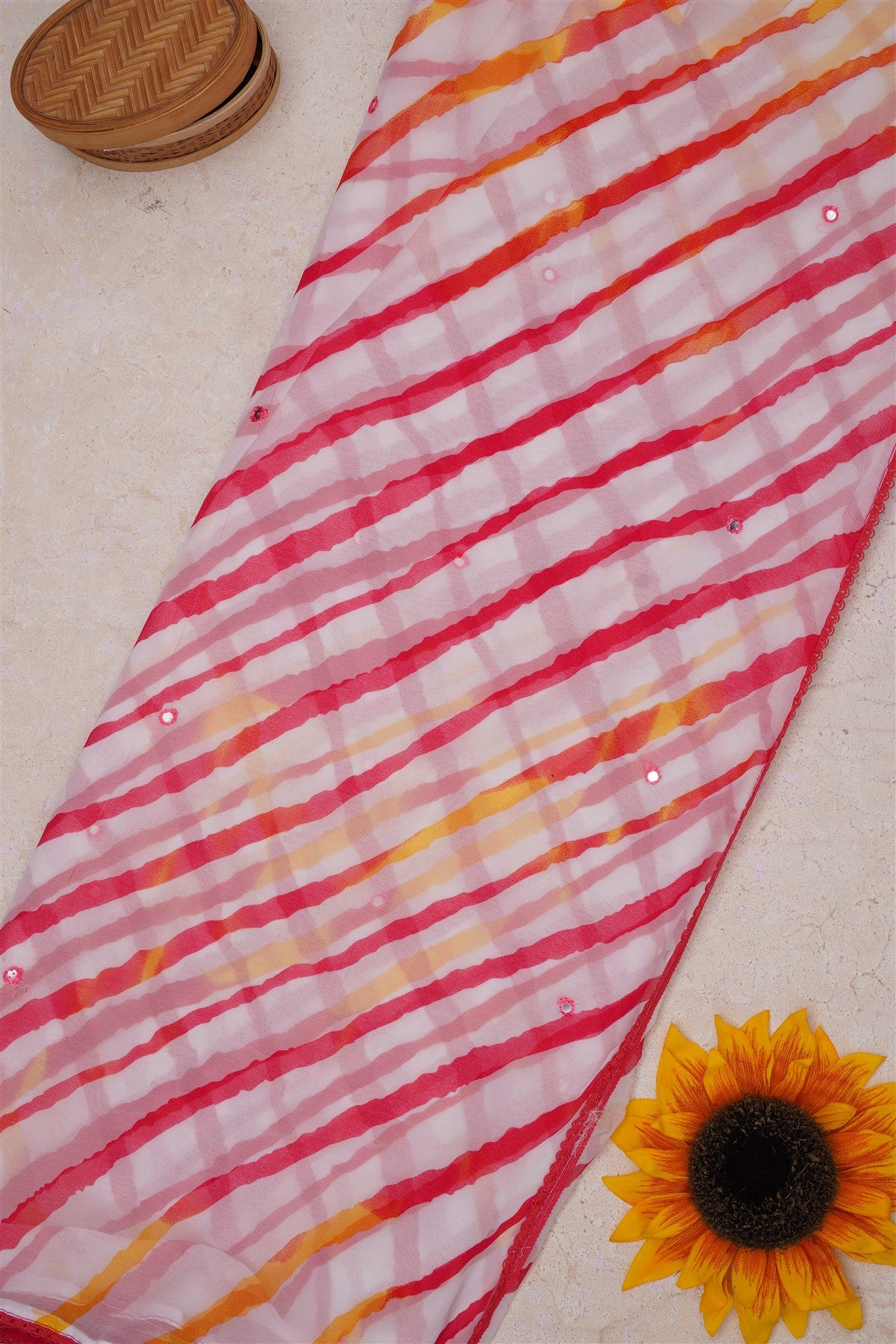 Fancy Georgette White Saree