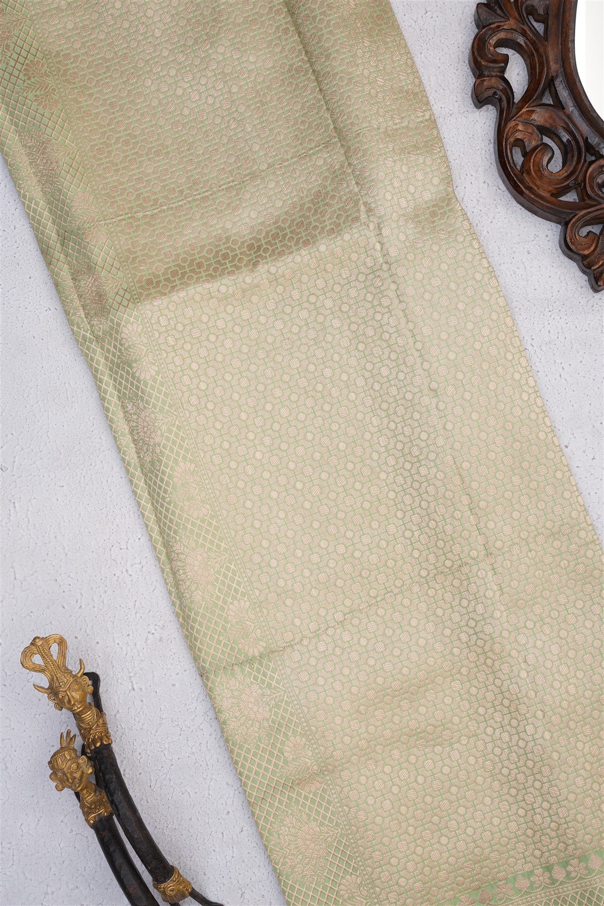 Banarasi Soft Silk Lime Green Saree