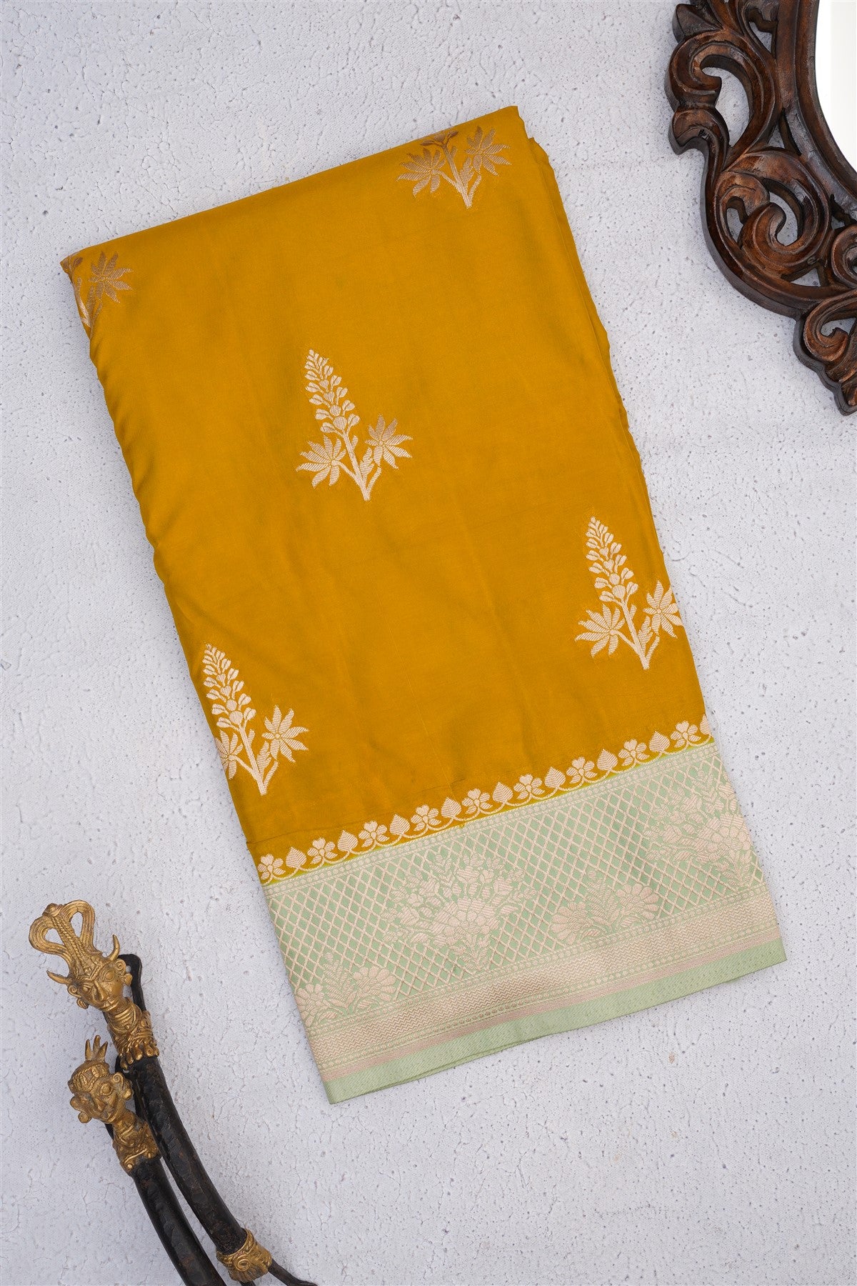 Banarasi Soft Silk Lime Green Saree