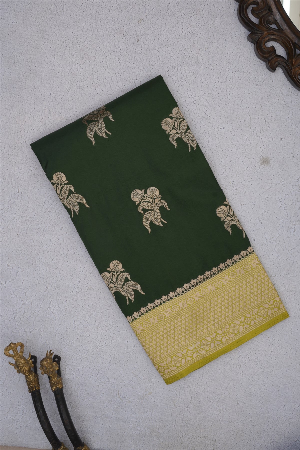 Banarasi Soft Silk Dark Green Saree
