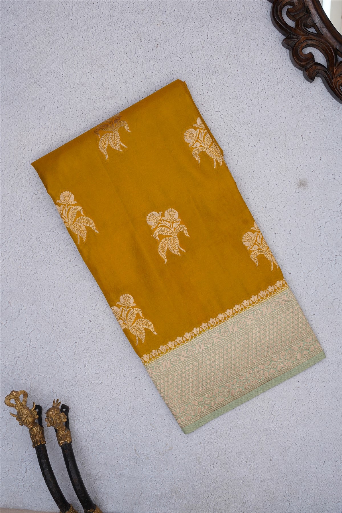 Banarasi Soft Silk Lime Green Saree