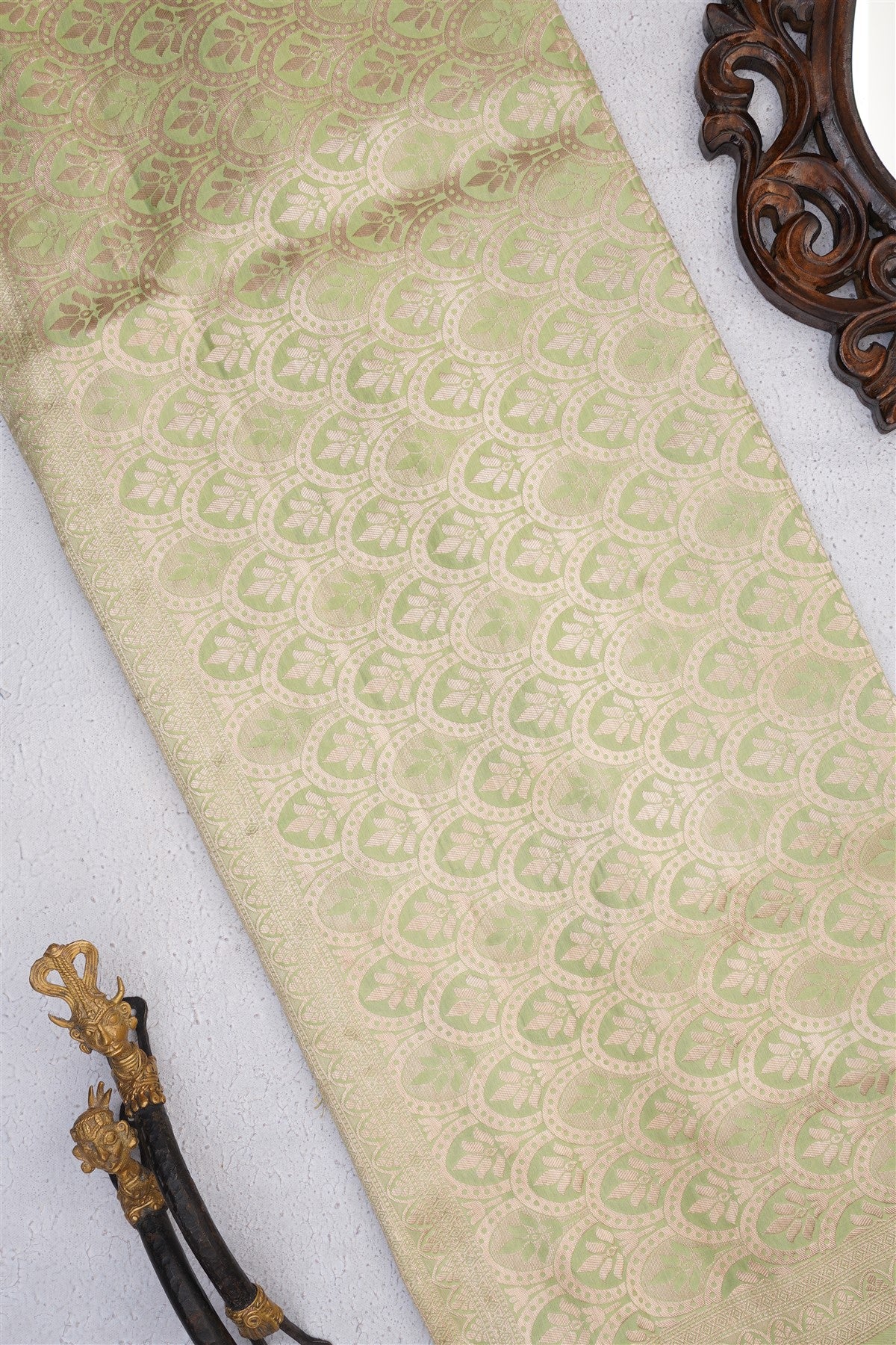 Banarasi Soft Silk Lime Green Saree