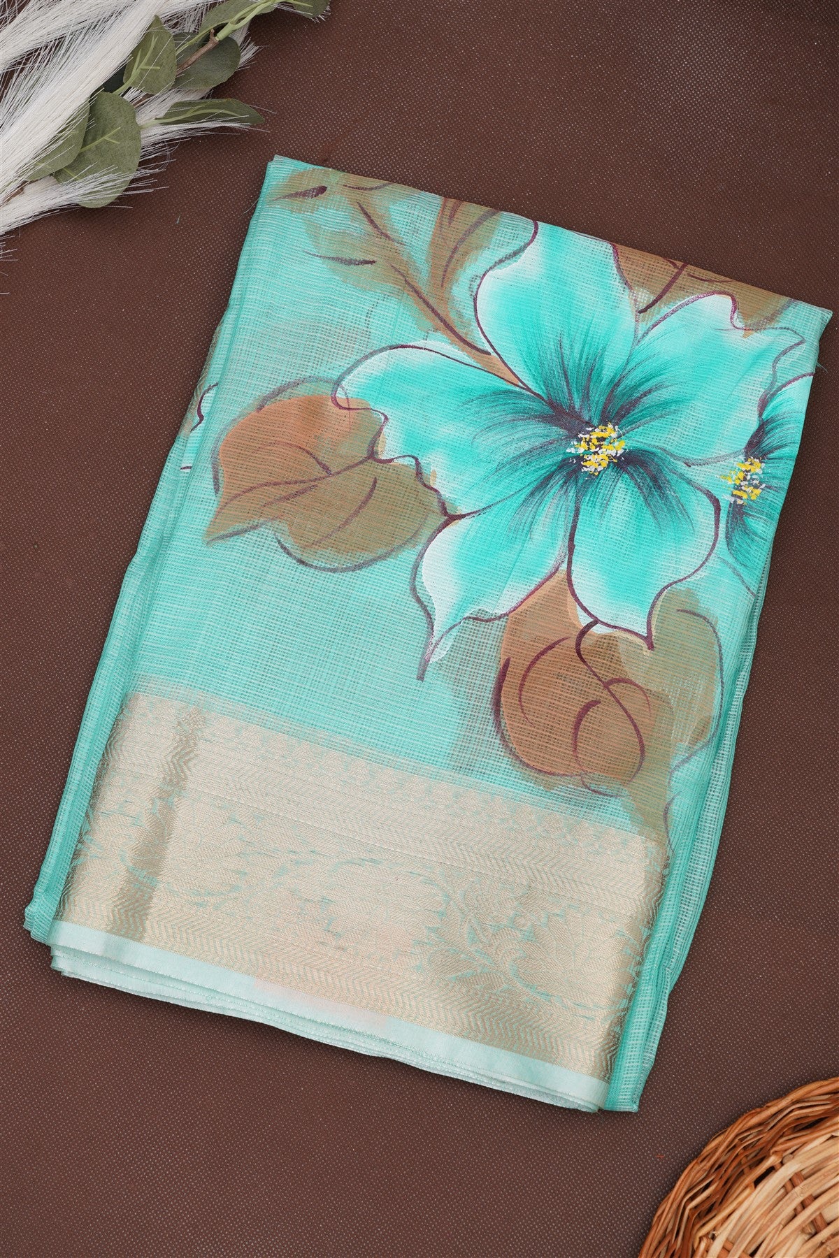 Fancy Kota Sea Green Saree