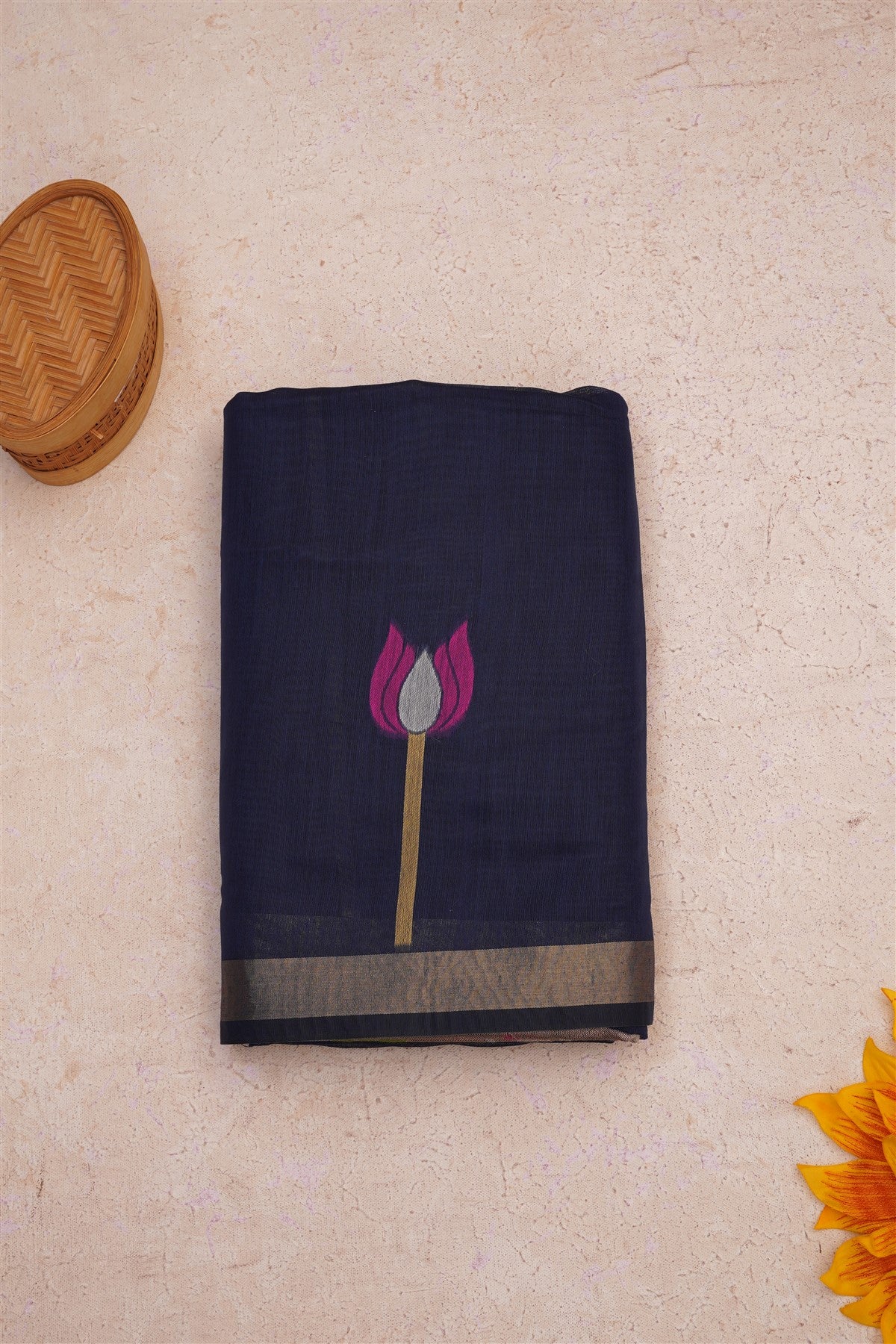 Fancy Chanderi Navy Blue Saree