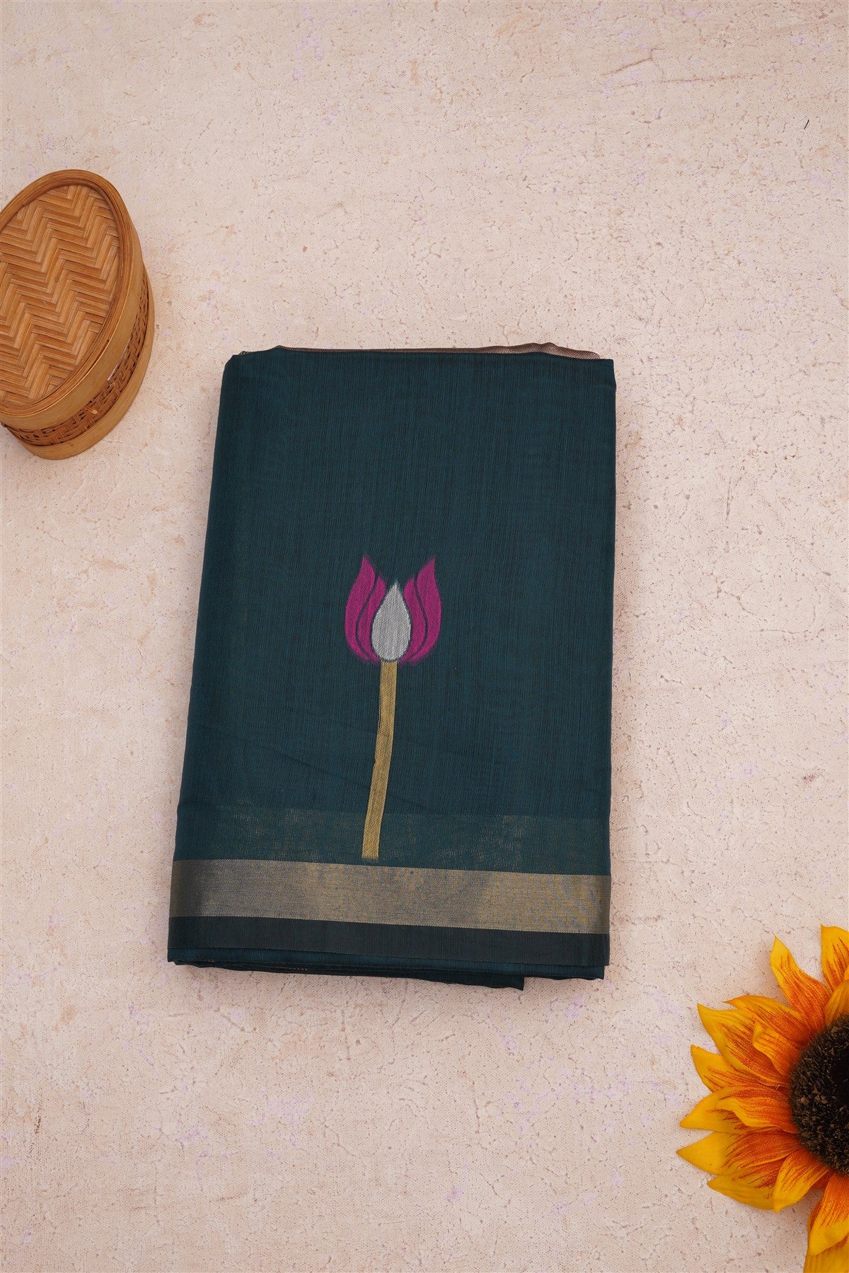 Fancy Chanderi Peacock Blue Saree