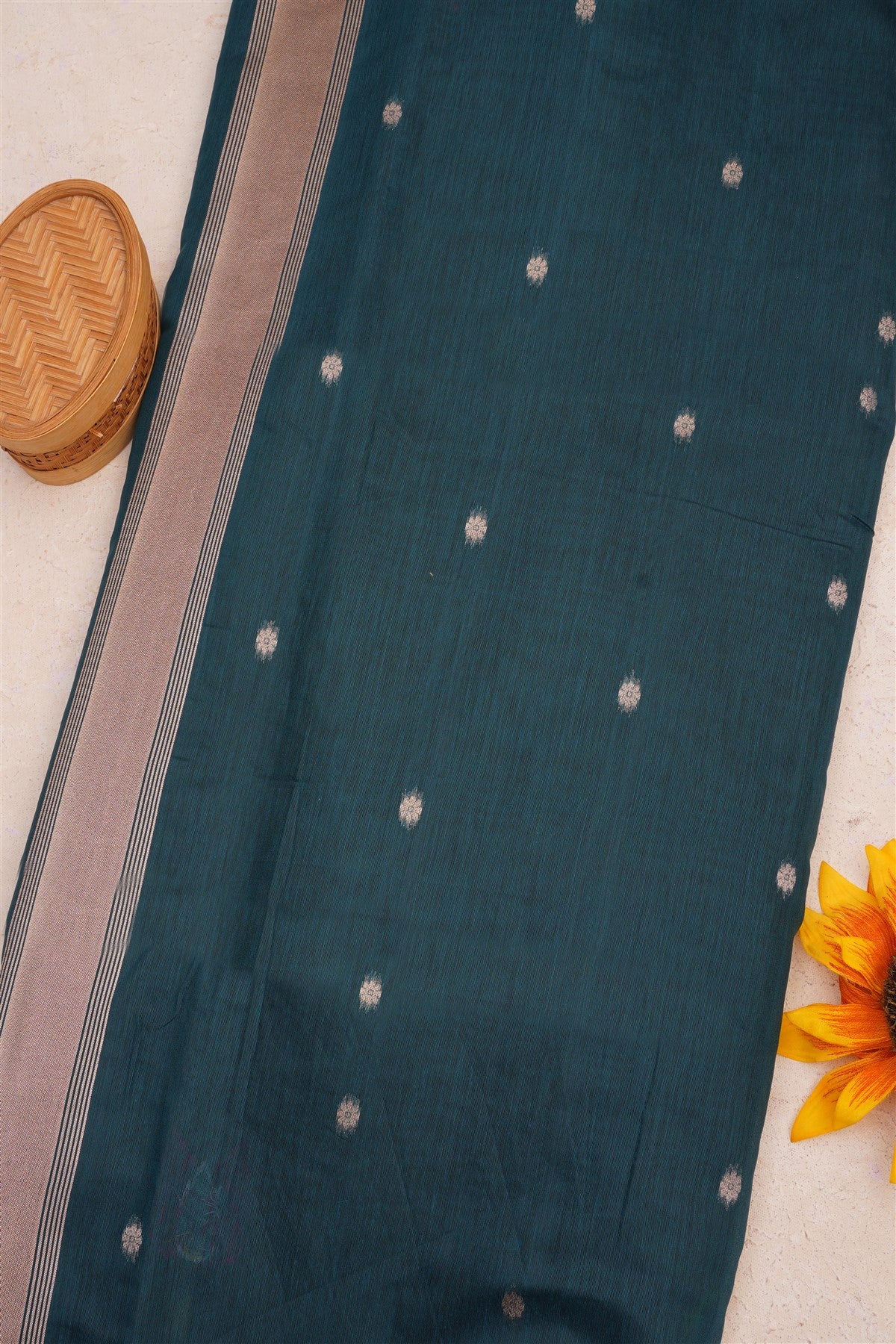 Fancy Chanderi Peacock Blue Saree