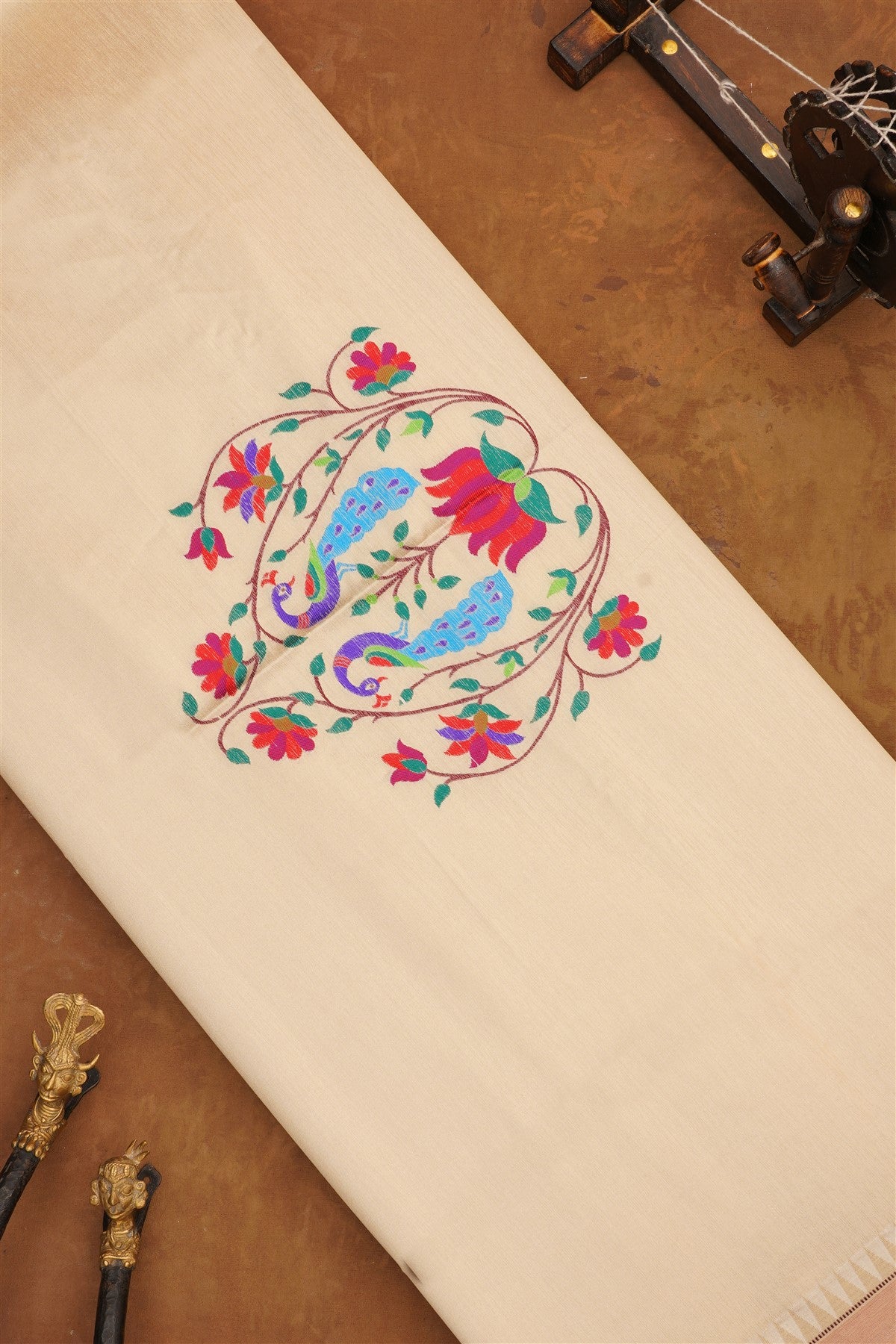 Bhagalpur Silk Cream Saree