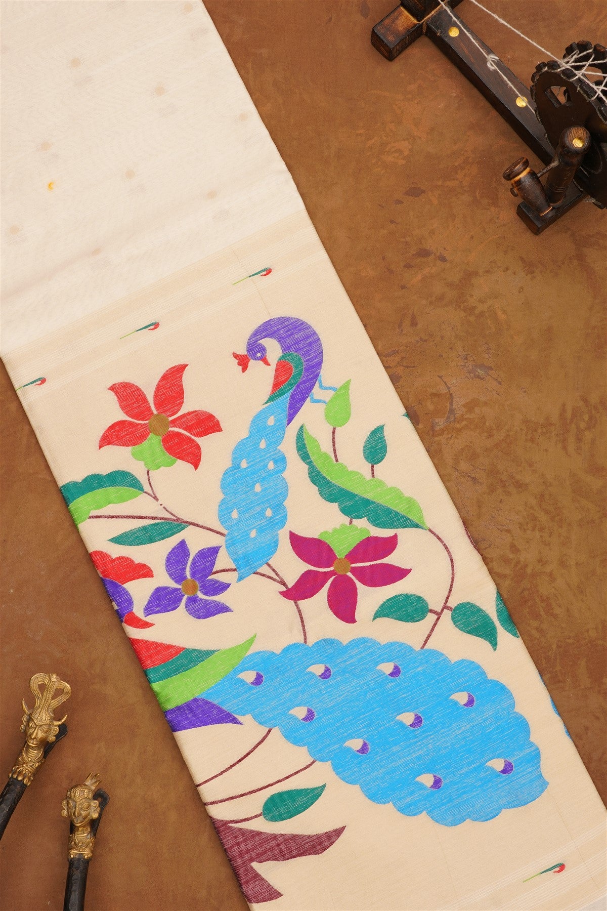 Bhagalpur Silk Cream Saree