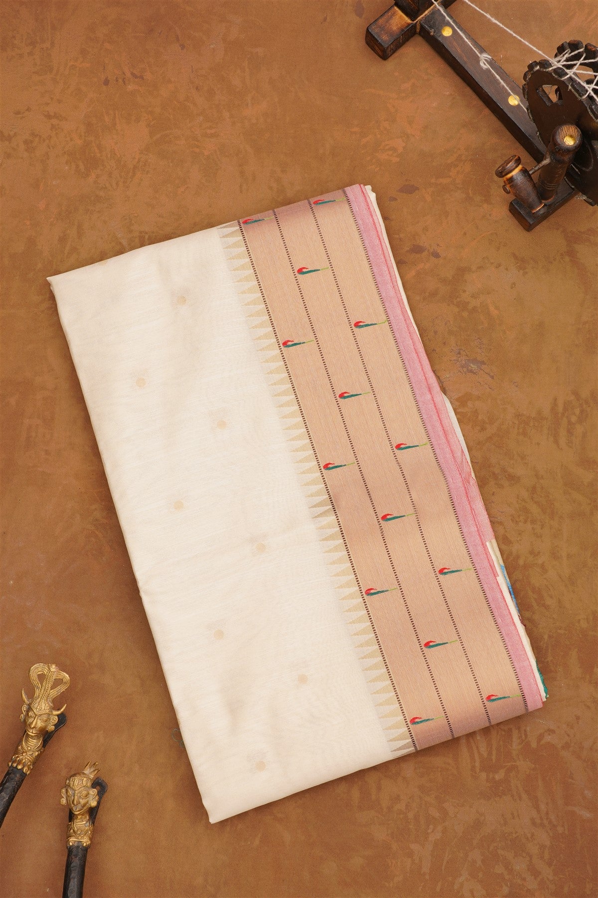 Bhagalpur Silk Cream Saree