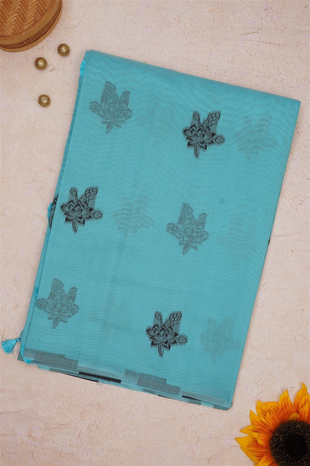 Fancy Khadi Cotton Light Blue Saree