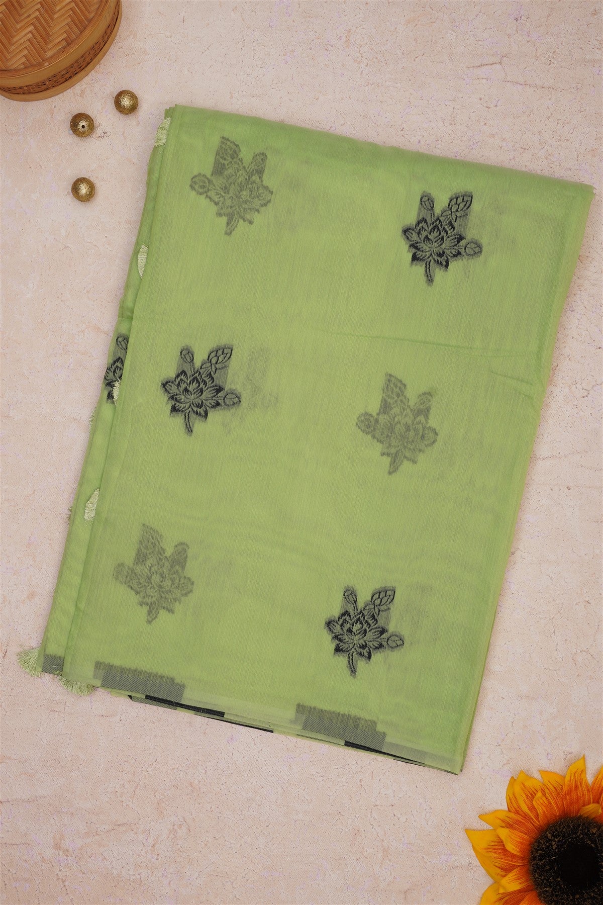 Fancy Khadi Cotton Light Green Saree