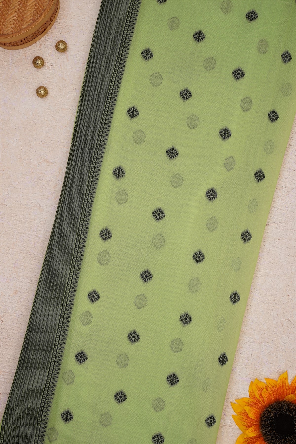 Fancy Khadi Cotton Light Green Saree